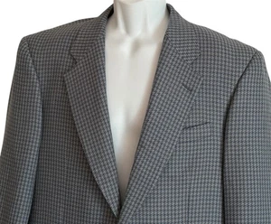 Blazer Zanella Hombre 42L Gris Azul Pata de Gallo Cuadros Cachemira Lana Deporte Italia - Imagen 1 de 14