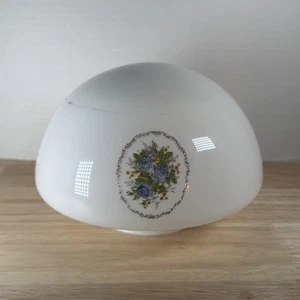 Vintage 1980s Blue Rose Hanging Ceiling Fan Chandelier Light Glass Globe Shade - Picture 1 of 11
