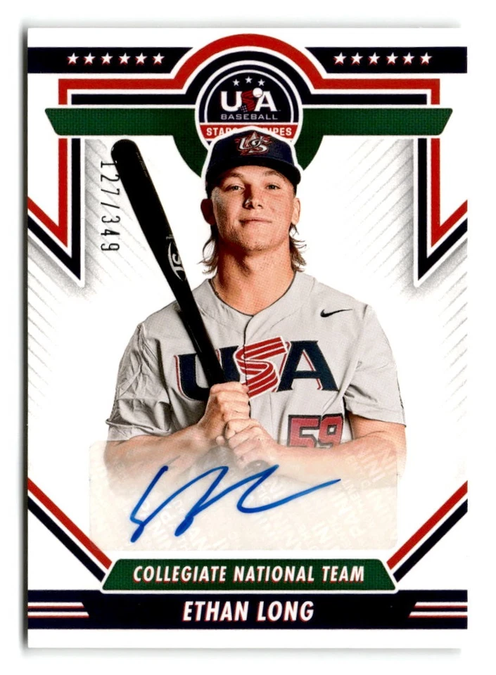 2022 Ethan Long Panini Stars & Stripes USA Baseball Signatures Auto 127/349 - Image 1 of 2