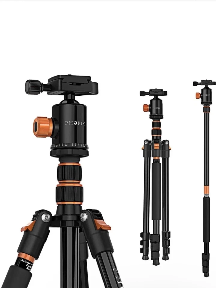 PHOPIK 77" Camera Tripod for DSLR 360 Ball Head with Carry Bag - Aluminum - Image 1 of 1