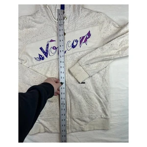 Vintage Volcom Sweatshirt Womens Small Cream Purple Full Zip Skater Hoodie Y2K - Picture 1 of 8