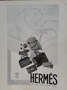 Pubblicità stampa Hermes Art Deco 1929 flapper francesi borse guida guanti maglione Parigi - Foto 1 di 2