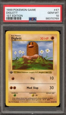 Pokemon Diglett Base Set Shadowless 1st Edition #47 PSA 10 Gem Mint - Image 1 of 2