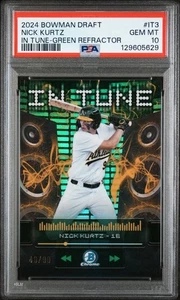 Bowman Draft In Tune Nick Kurtz #IT-3 2024 refractor verde/99 PSA 10 - Imagen 1 de 2