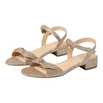 Sandalias Easy Spirit Ginova doradas brillantes con lazo tacón bloque para mujer talla 8 Foto 1 de 4