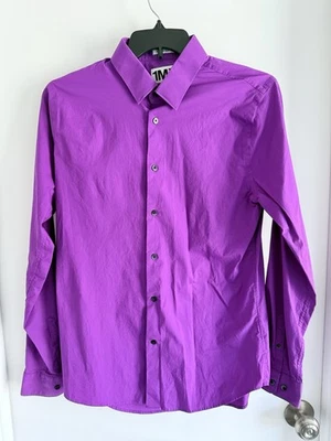 Express Men's Extra Slim Dark Purple Solid Button Down Shirt Size Large - Image 1 of 3