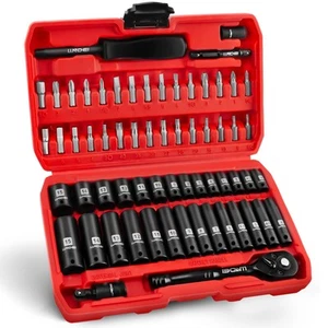 1/4" Drive Socket Wrench Set, 1/4-Inch Impact Socket Set Metric(4-15mm) Deep ... - Picture 1 of 9