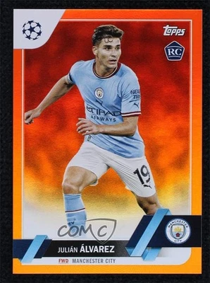 2022 Topps UEFA Club Competitions Orange Foil 22/25 Julian Alvarez #68 Rookie RC - Image 1 of 3