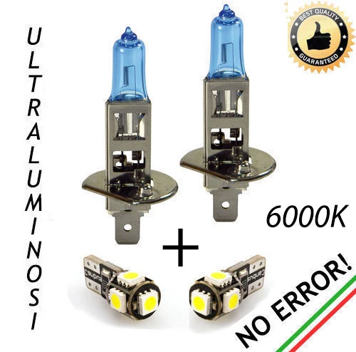 COPPIA LAMPADE H1 EFFETTO XENON + COPPIA LUCI DI POSIZIONE 5 LED CANBUS NO ERROR - Immagine 1 di 1
