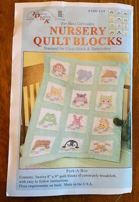 Nursery Quilt Blocks 9” x 9” - Peek-A-Boo - Jack Dempsey Needle Art 300-124 - Image 1 of 4
