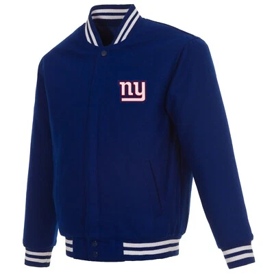 NFL New York Giants JH Design Chaqueta Reversible de Lana Azul 2 Logotipos Frontales  Foto 1 de 4