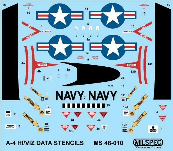 MILSPEC Decals 1/48 A-4F SKYHAWK HI/VIZ DATA STENCILS - 48-010 - Immagine 1 di 1