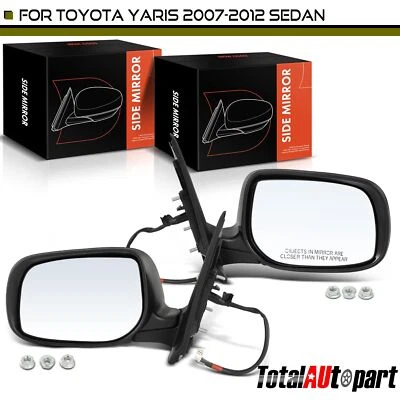 2x Espejo retrovisor eléctrico negro para Toyota Yaris 2007-2012 sedán lado del conductor y del pasajero Foto 1 de 4