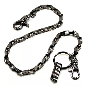 Basic Square Connect Biker Trucker Chiave Jeans Portafoglio Catena (30") Nero CS21BLK - Foto 1 di 7