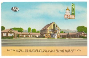 Postal de colección de Capitol Motel Salt Lake City Utah publicada era cromada - Imagen 1 de 2