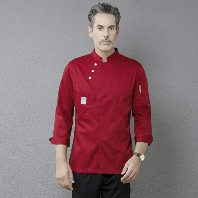 Unisex Long Sleeve Chef Coat Men Women Kitchen Work Cook Jacket Uniform Hotel - Image 1 of 4