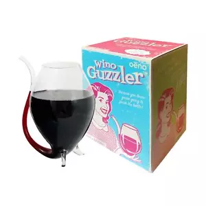 Wino Guzzler Extra Large Wine Glass Built In Wine Sipper Straw Holds A Full 750m - Picture 1 of 3