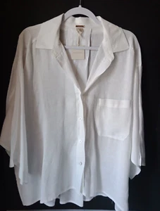 MAGASCHONI weiße Leinenbluse locker geknöpft XL neu mit Etikett 168 $ - Bild 1 von 7