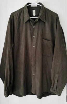 Camisa clásica vintage Birmania Bibas OLIVE gamuza gamuza botón delantero para hombre XL Foto 1 de 3