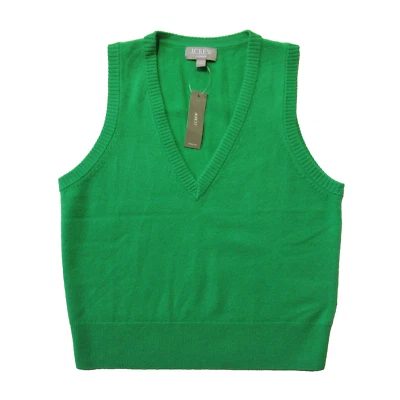 NWT J.Crew Cashmere V-neck Sweater-Vest in Vibrant Kelly Green Pullover Shell S - Image 1 of 4