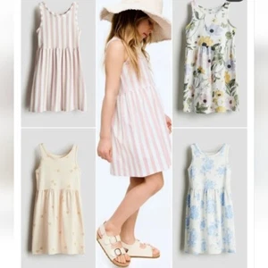 Bundle Of 2 Candy Cane GAP Kids Pink and White Striped Matching Dress Size 8&10 - Picture 1 of 7