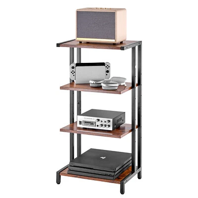 VEVOR 4-Tier AV Media Stand Height-Adjustable Wooden Audio-Video Media Stand - Image 1 of 4