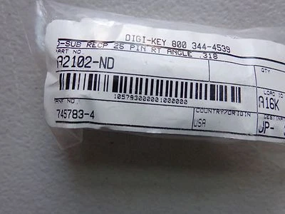TE Connectivity 745783-4. 25 Position D-Sub Receptacle,Female Socket Connector - Image 1 of 3