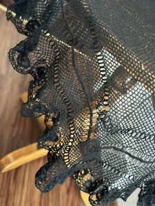 ANTIKER VIKTORIANISCHER WITWER SCHWARZ TISCHTUCH ABDECKUNG ABDECKUNG TAPEST TEXTIL - Bild 1 von 21