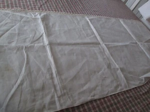 Linen Runner Crochet Edging Sofa Back Vanity Dresser Cover Doily 19 x 42 White - Picture 1 of 8
