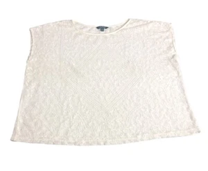 Ralph Lauren LRL Top Damen 2X Creme Blumen Spitze Transparent Boxy Landhaus Boho Preppy - Bild 1 von 10