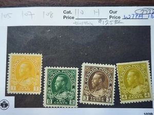 Kanada Briefmarke #105,107,108,110 MOGH - CV 125 $ - Lot #3735 - Bild 1 von 1