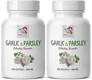 kidney cleanse - GARLIC AND PARSLEY - kidney stones 2 Bottle 200 Softgels - Picture 1 of 7