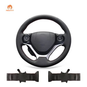 Black Artificial PU Leather Car Steering Wheel Cover for Honda Civic 9 2012-2016 - Imagen 1 de 9