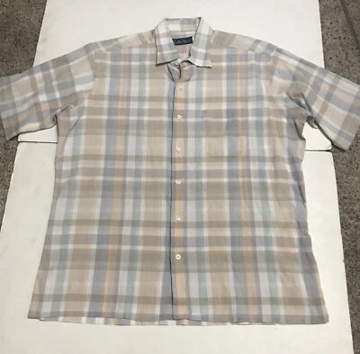 Camisa de hombre Countess Mara talla L naranja azul manga corta a cuadros 2738 Foto 1 de 4