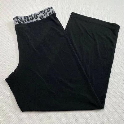 Pantalón George Simonton talla MP negro pierna ancha leopardo cintura elástica ropa de salón Foto 1 de 4