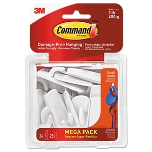Command 17002MPES General Purpose Hooks 1lb Capacity Plastic White 24 Hooks - Picture 1 of 9