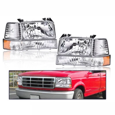 Compatível com 92-96 Ford F150 F250 F350 Bronco faróis sinal de canto lâmpadas de para-choque - Imagem 1 de 4