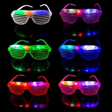 1 - 96 Flashing LED Shutter Glasses Light Up Slotted Party Glow Shades Wholesale