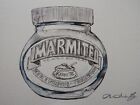 Original Small Pen And Ink Drawing Of A Jar Of Marmite On Ivory Watercolour Paper