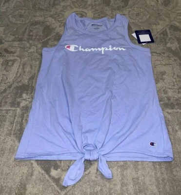NUEVA CAMISETA SIN MANGAS CHAMPION NIÑAS JUVENIL CORBATA DELANTERA MORADA TALLA GRANDE Foto 1 de 4
