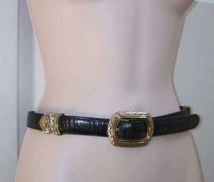 Wendbarer Taillengürtel klein schwarz & braun Leder Alligator Silber 26" bis 36" - Bild 1 von 12