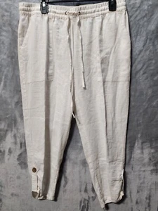 NWT Jules And Leopold Womens Large Pull On Capri Pants Ivory Linen Blend Boho - Picture 1 of 5