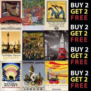 VINTAGE LONDON UNDERGROUND RAILWAY UK RETRO TRAVEL A4 A3 POSTERS 40 DESIGNS - Picture 1 of 41