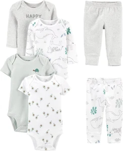 Unisex-Baby 6-Piece Bodysuits (Short and Long Sleeve) and Pants Set - Picture 1 of 12
