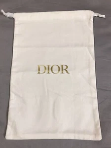 Dior Dust Bag 13 x 8.5 Inch White Gold Logo Ribbon String Gift Storage - Picture 1 of 7