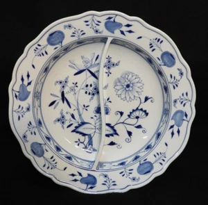 Antique Crossed Swords Meissen Blue Onion Divided Round Serving Bowl 12" - Picture 1 of 8