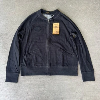 Sudadera Harley-Davidson para mujer con cremallera completa XL negra tejida nueva con etiquetas logotipo de motociclista Foto 1 de 4