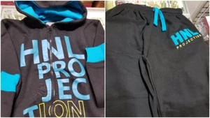 Kids Girls Boys Designer Tracksuit HNL PROJECTION Print Hoodie & Bottom Jogging - Picture 1 of 10