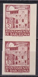 España Barcelona 1943 Edifil 45s imperf. vert. par MNG VF - Imagen 1 de 1