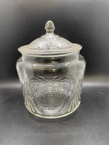Hazel Atlas Royal Lace Klar Depression Glas Keks Bisquit Deckel Glas Vintage - Bild 1 von 6